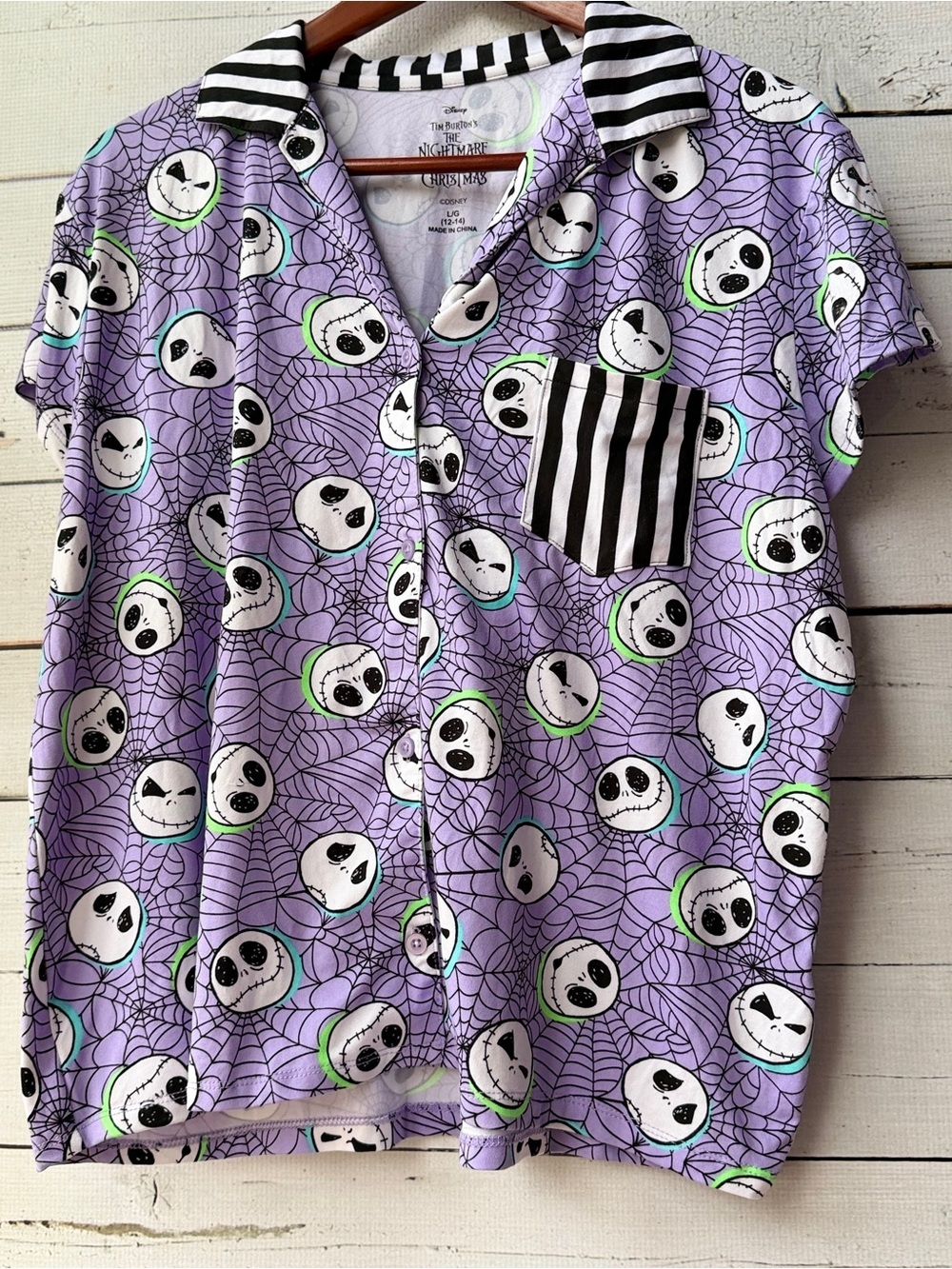 Disney The Nightmare Before Christmas Jack Skellington Pajama Top- Large